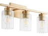 Quorum Ladin 3-Light Aged Brass Glass Vanity Light