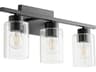 Quorum Ladin 3-Light Textured Black Glass Vanity Light