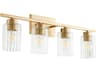 Quorum Ladin 4-Light Aged Brass Glass Vanity Light