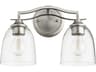 Quorum Jardin 2-Light Satin Nickel With Clear Seeded Glass Vanity Light