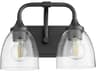 Quorum Enclave 2-Light Matte Black Glass Vanity Light
