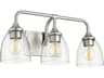 Quorum Enclave 3-Light Satin Nickel With Clear Seeded Glass Vanity Light