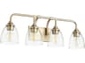 Quorum Enclave 4-Light Aged Brass With Clear Seeded Glass Vanity Light