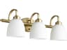 Quorum Reyes 3-Light Aged Brass Glass Vanity Light