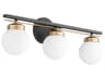 Quorum Nimbus 3-Light Textured Black Aged Brass Glass Vanity Light