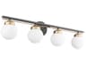 Quorum Nimbus 4-Light Textured Black Aged Brass Glass Vanity Light