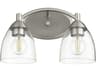 Quorum Barkley 2-Light Satin Nickel Glass Vanity Light