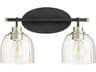 Quorum Espy 2-Light Noir With Aged Brass Black Glass Vanity Light