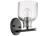Quorum Monarch 1-Light Noir With Satin Nickel Black Glass Wall Sconce
