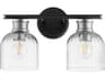 Quorum Monarch 2-Light Noir With Satin Nickel Black Glass Vanity Light