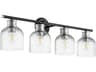 Quorum Monarch 4-Light Noir With Satin Nickel Black Glass Vanity Light