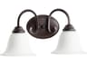 Quorum Spencer 2-Light Oiled Bronze With Satin Opal White Glass Vanity Light