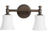 Quorum Rossington 2-Light Oiled Bronze With Satin Opal White Glass Vanity Light