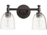 Quorum Rossington 2-Light Oiled Bronze With Clear Seeded Glass Vanity Light