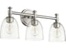 Quorum Rossington 3-Light Satin Nickel With Clear Seeded Glass Vanity Light