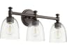 Quorum Rossington 3-Light Oiled Bronze With Clear Seeded Glass Vanity Light