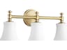 Quorum Rossington 3-Light Aged Brass With Satin Opal White Glass Vanity Light