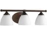 Quorum Brooks 3-Light Oiled Bronze With Satin Opal Glass Vanity Light