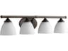 Quorum Brooks 4-Light Oiled Bronze With Satin Opal Glass Vanity Light