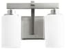 Quorum Lancaster 2-Light Satin Nickel Glass Vanity Light