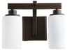 Quorum Lancaster 2-Light Oiled Bronze Glass Vanity Light
