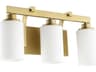 Quorum Lancaster 3-Light Aged Brass Glass Vanity Light