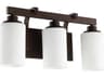 Quorum Lancaster 3-Light Oiled Bronze Glass Vanity Light