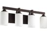 Quorum Lancaster 4-Light Oiled Bronze Glass Vanity Light