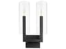 Quorum Harbin 2-Light Textured Black Glass Wall Sconce