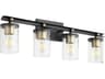Quorum Empire 4-Light Noir With Aged Brass Black Glass Vanity Light