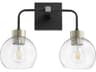 Quorum Lacy 2-Light Noir With Aged Brass Black Glass Vanity Light