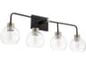 Quorum Lacy 4-Light Noir With Aged Brass Black Glass Vanity Light