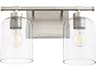 Quorum Tribute 2-Light Satin Nickel Glass Vanity Light