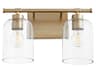 Quorum Tribute 2-Light Aged Brass Glass Vanity Light