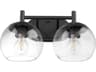 Quorum Lyon 2-Light Matte Black Glass Vanity Light
