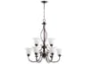Quorum Spencer 9-Light Oiled Bronze With Satin Opal Glass Bell Tiered Chandelier