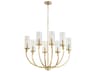 Quorum Ladin 8-Light Aged Brass Glass Candelabra Cylinder Chandelier