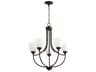 Quorum Enclave 5-Light Oiled Bronze Glass Bell Chandelier
