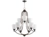 Quorum Barkley 9-Light Oiled Bronze Glass Bell Chandelier