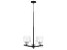 Quorum Monarch 3-Light Noir With Satin Nickel Black Glass Chandelier