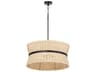 Quorum Fairview 4-Light Matte Black Wood Drum Pendant