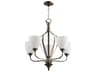 Quorum Jardin 5-Light Oiled Bronze Glass Bell Chandelier