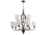 Quorum Jardin 9-Light Oiled Bronze Glass Bell Chandelier
