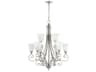 Quorum Bryant 9-Light Classic Nickel Glass Bell Tiered Chandelier