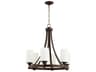 Quorum Lancaster 6-Light Oiled Bronze Glass Cylinder Chandelier