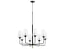 Quorum Dalia 8-Light Noir With Aged Brass Black Glass Candelabra Cylinder Chandelier