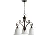 Quorum Bryant 3-Light Oiled Bronze With Satin Opal Glass Bell Chandelier