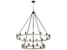 Quorum Paxton 24-Light Noir With Weathered Oak Black Round Tiered Chandelier