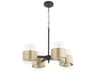 Quorum Epsilon 4-Light Textured Black W Aged Brass Glass Cylinder Chandelier
