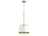 Quorum 1-Light Aged Brass With Studio White Glass Cylinder Mini Pendant